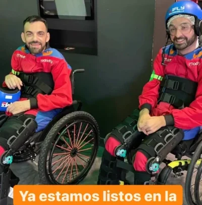Voladores con movilidad reducida preparados para su experiencia Madrid Fly